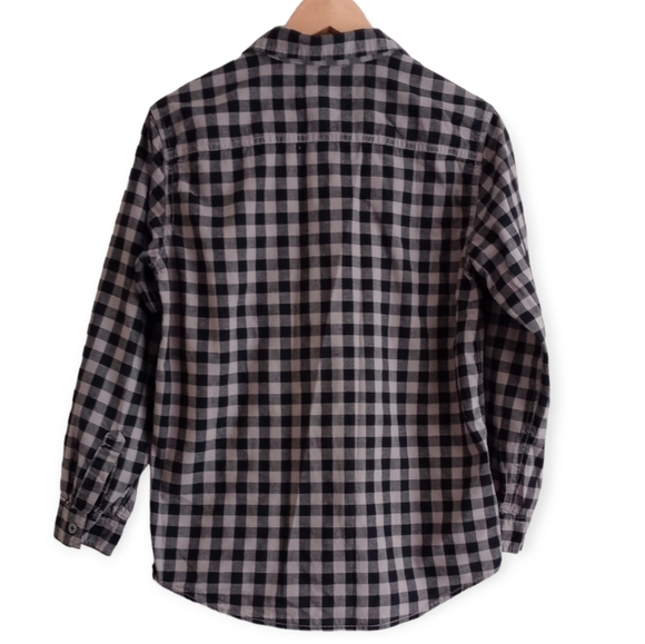 Cherokee Boys Plaid Button-Down Shirt. Size L/G 12-14. Black and Gray - Picture 2 of 12